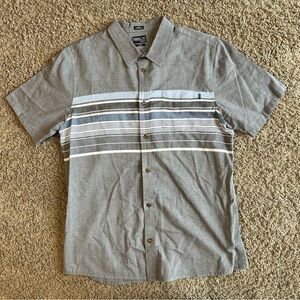 O'Neill Men's Gray Asphalt XL Polo Striped Cotton Classic Fit Button Down Shirt